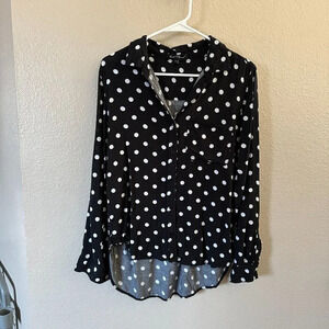 Velvet Heart Black Polka Dot Long Sleeve Blouse   Size‎ Medium